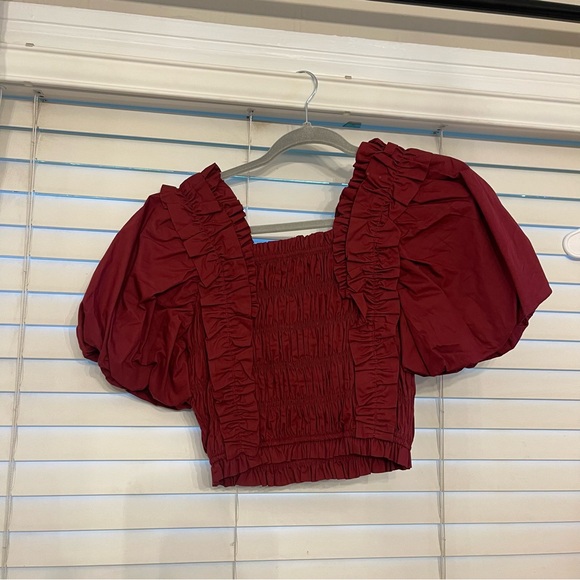 BUDDYLOVE TANDY PUFF SLEEVE TOP - MAROON - Picture 6 of 6